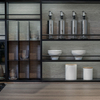 U Shape Dark Walnut Wood Grain ຕູ້ເຮືອນຄົວ Laminated 