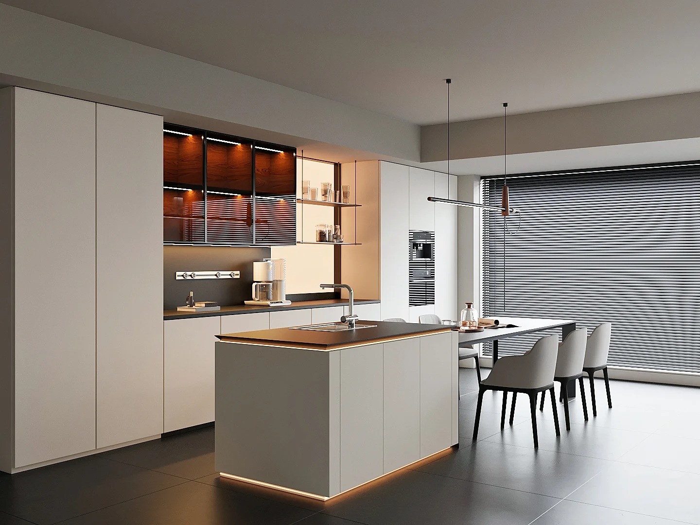 Elegante dhe Funksionale Hapur - Concept One - Kabinete Kuzhine Muri