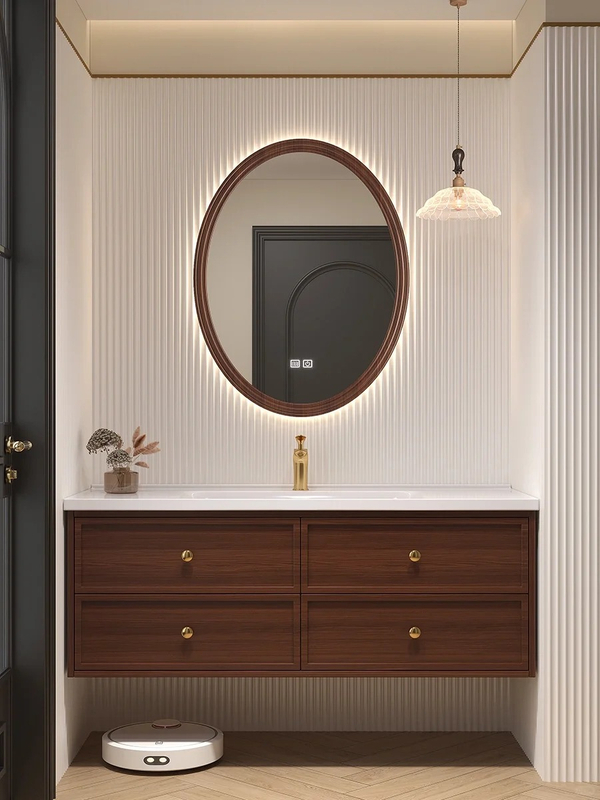 Laaghout badkamer nietigheid met spieël 
