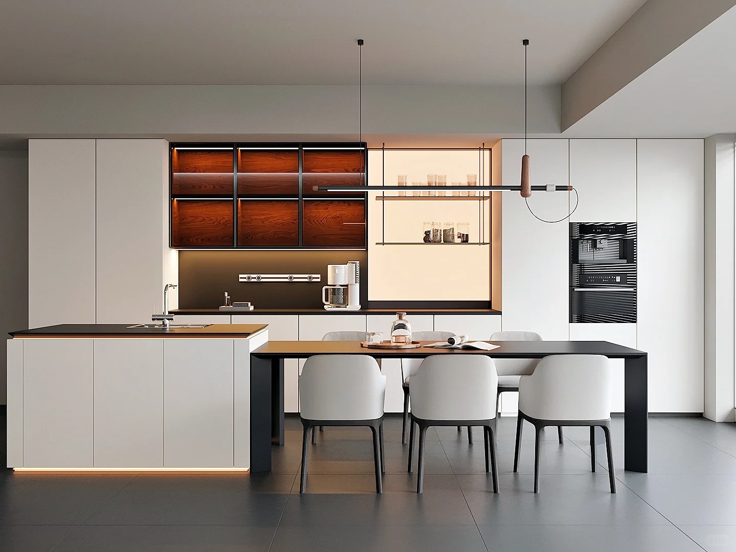 Elegante dhe Funksionale Hapur - Concept One - Kabinete Kuzhine Muri
