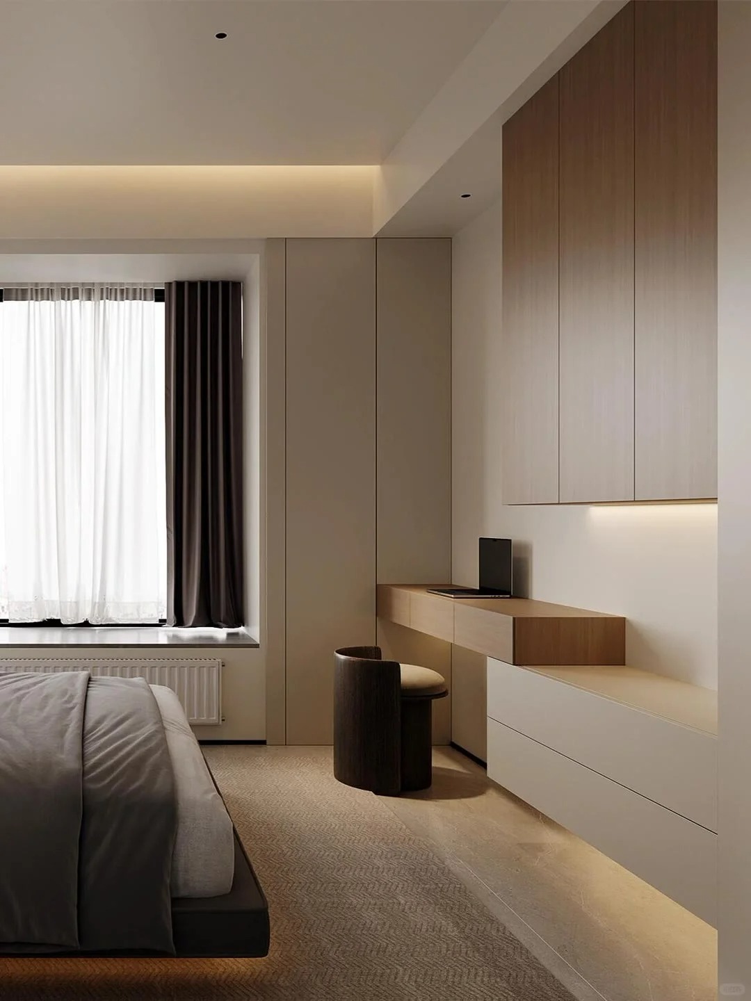 Kabinet Bilik Tidur Mewah dan Ensemble Meja dengan Reka Bentuk Kayu Luas - Kayu