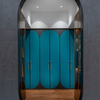 Ensemble complet de placard de chambre &agrave; coucher personnalis&eacute;, armoire en bois laqu&eacute; bleu fonc&eacute;, armoire ouverte en forme de U avec tiroirs