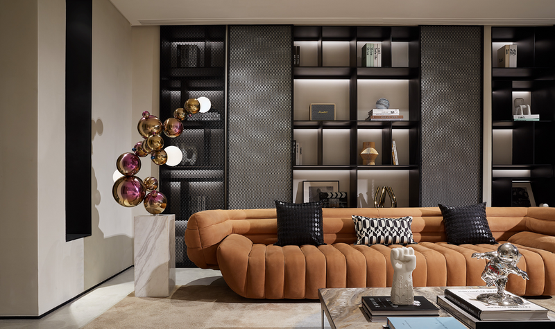 Armadietti contemporanei con cornice nera e illuminazione integrata